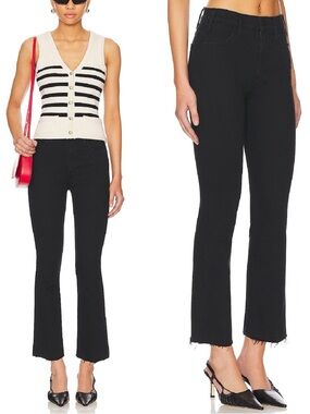 NWT MOTHER Jeans Lil’ Mother Lil’ Hustler Ankle Fray Not Guilty Black Size 30